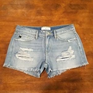 High rise light wash KanCan denim shorts